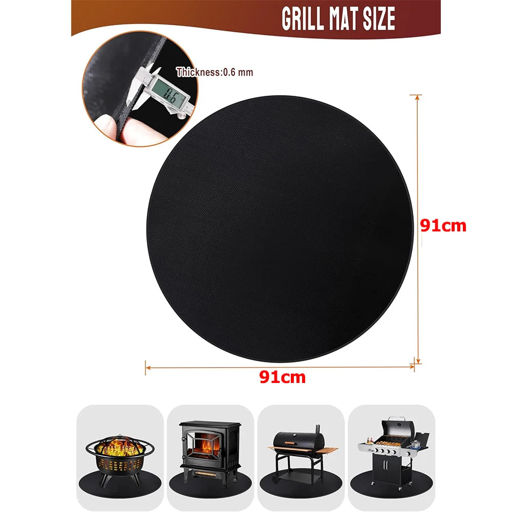Fire Pit Under Round Grill Fireproof Mat