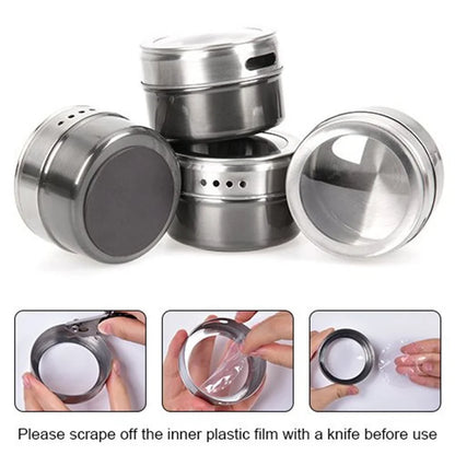 Magnetic Spice Tins Stainless Steel Spice Jars