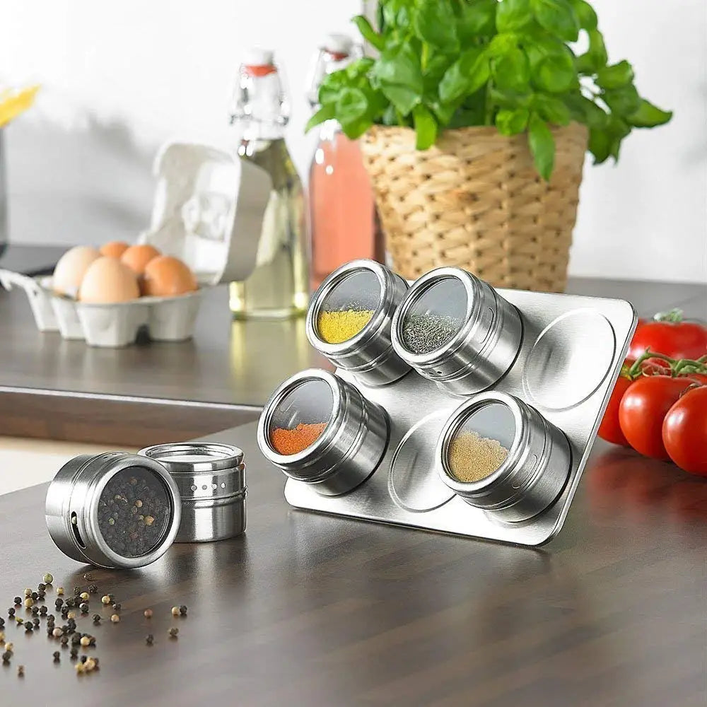 Magnetic Spice Jars with Spice Rack