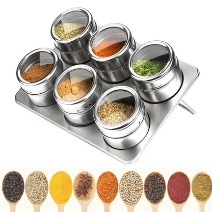 Magnetic Spice Jars with Spice Rack