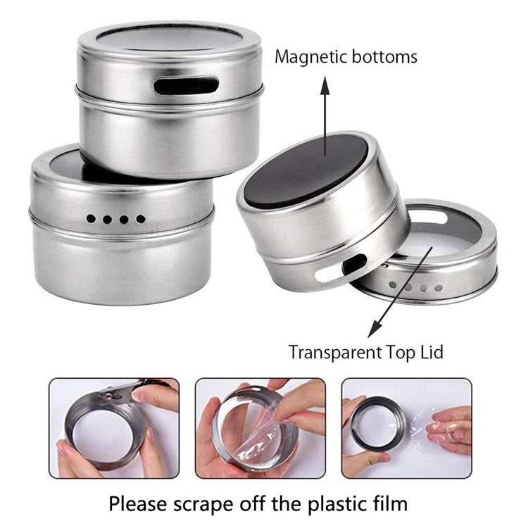 Magnetic Spice Jars with Spice Rack