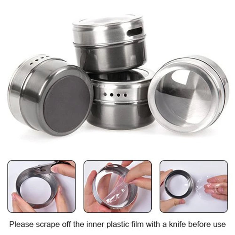 Magnetic Spice Tins Stainless Steel Spice Jars