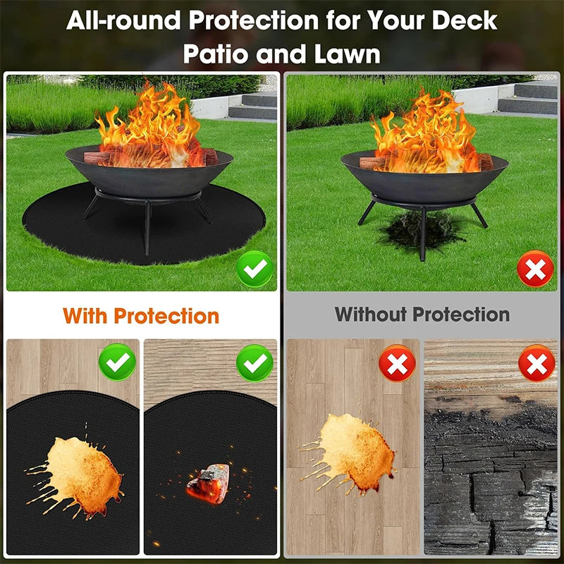 Fire Pit Under Round Grill Fireproof Mat