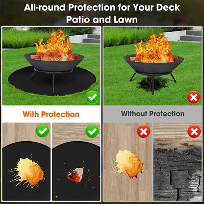 Fire Pit Under Round Grill Fireproof Mat