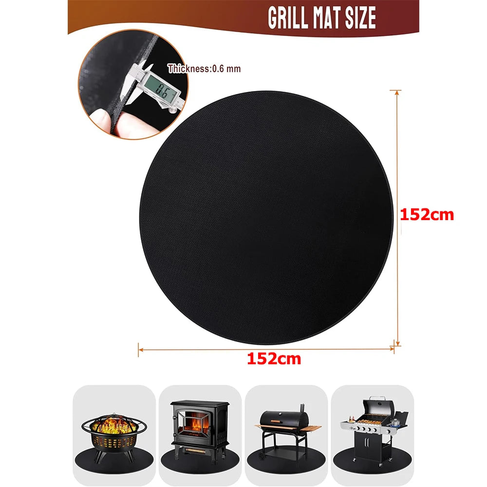 Fire Pit Under Round Grill Fireproof Mat