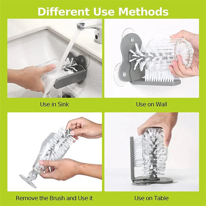Water Bottle Cleaning Brush with Suction Base