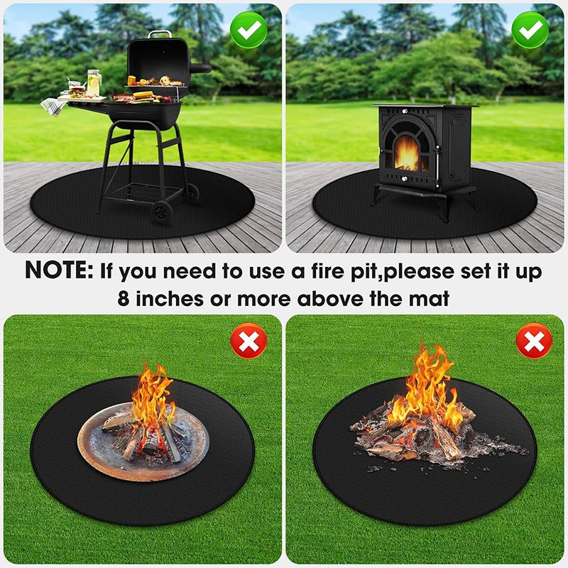 Fire Pit Under Round Grill Fireproof Mat