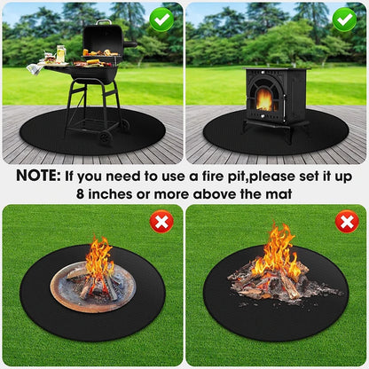 Fire Pit Under Round Grill Fireproof Mat