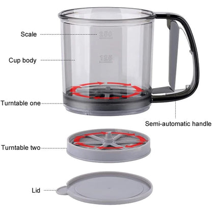 Handled 2 Cups Flour Sieve Sugar Sifter Powder