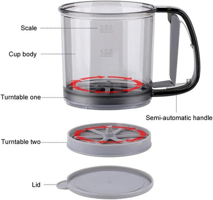 Handled 2 Cups Flour Sieve Sugar Sifter Powder