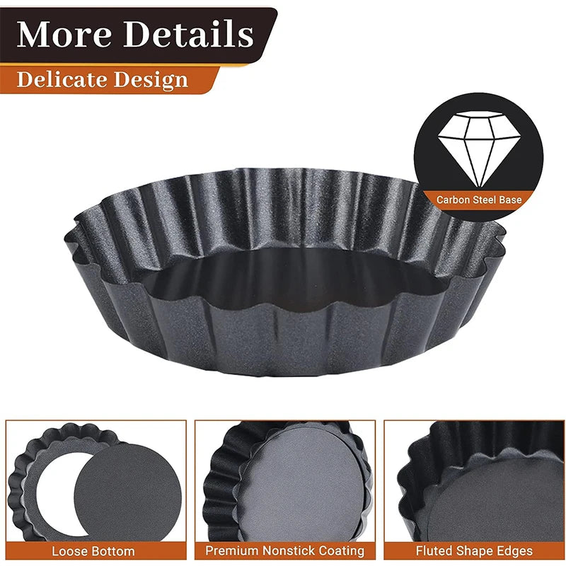 6 Size Mini Tart Pan with Removable Bottom