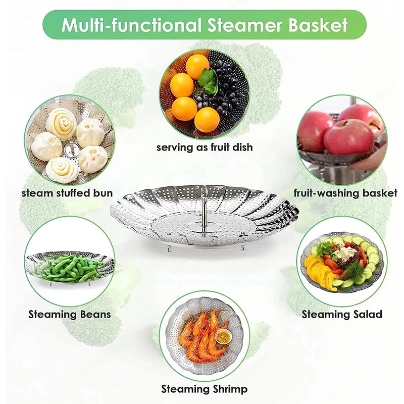 Expandable Stainless Steel Steamer Basket
