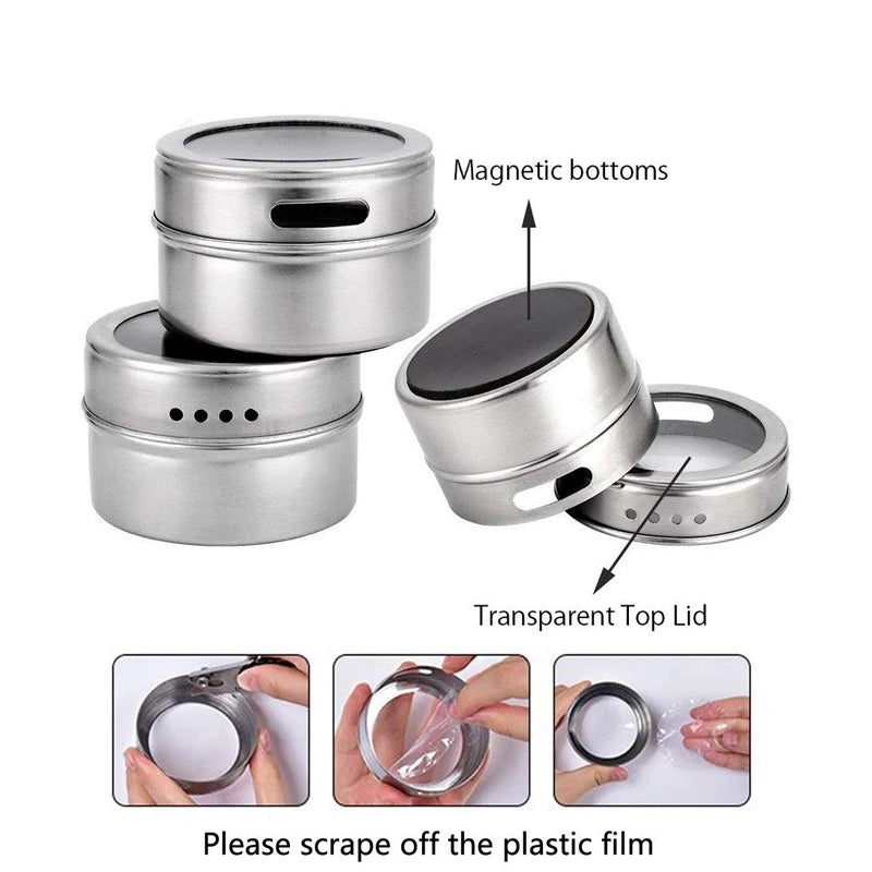 Magnetic Spice Jars with Spice Rack