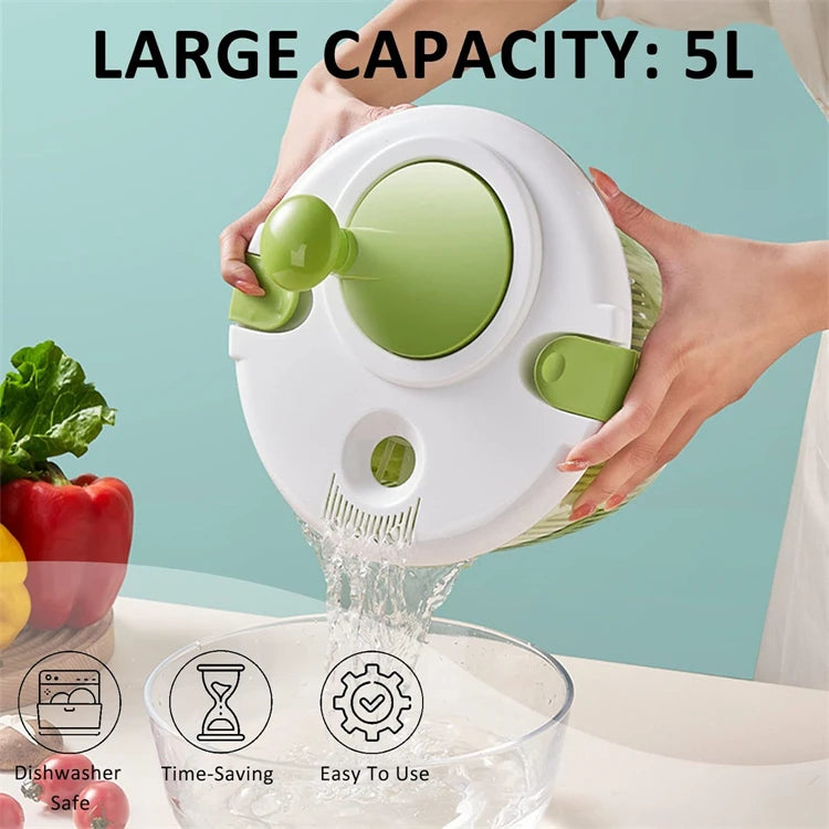 5 L  Large Salad Spinner Vegetable Washer Dryer Drainer