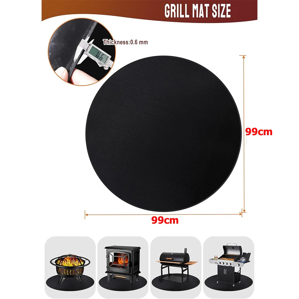Fire Pit Under Round Grill Fireproof Mat