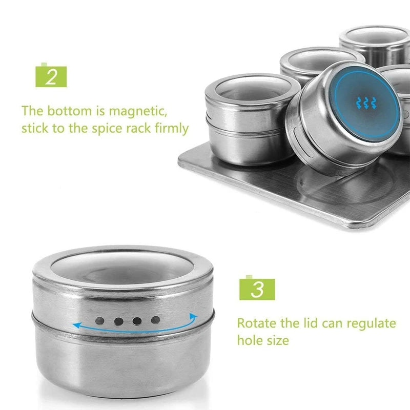 Magnetic Spice Jars with Spice Rack