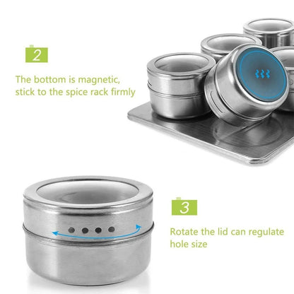 Magnetic Spice Jars with Spice Rack