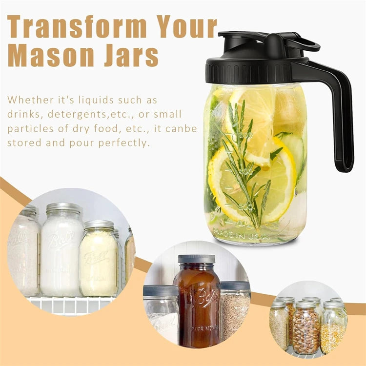 Mason Jar Pour Spout Lid with Handle Leak Proof