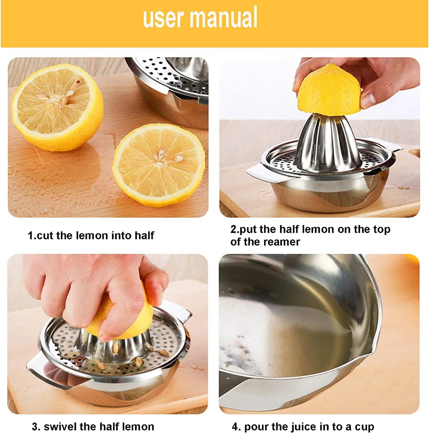 Stainless Steel Lemon Squeezer Manual Juicer