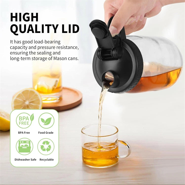 Mason Jar Pour Spout Lid with Handle Leak Proof