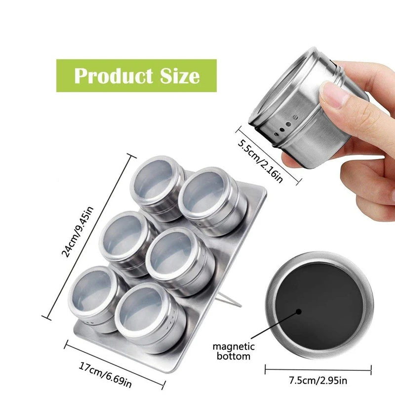 Magnetic Spice Jars with Spice Rack